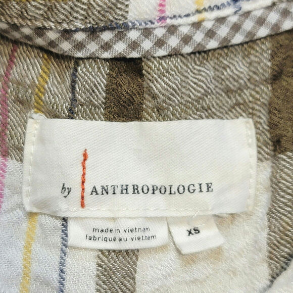 Anthropologie Plaid Button Back Long Sleeve Button Front Tunic Shirt Size XS - Picture 11 of 14